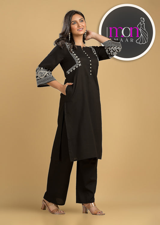 Black Shell Cotton Coord Set