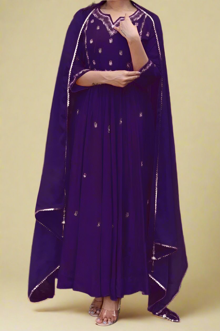 Purple Festival Rayon Kurti Set