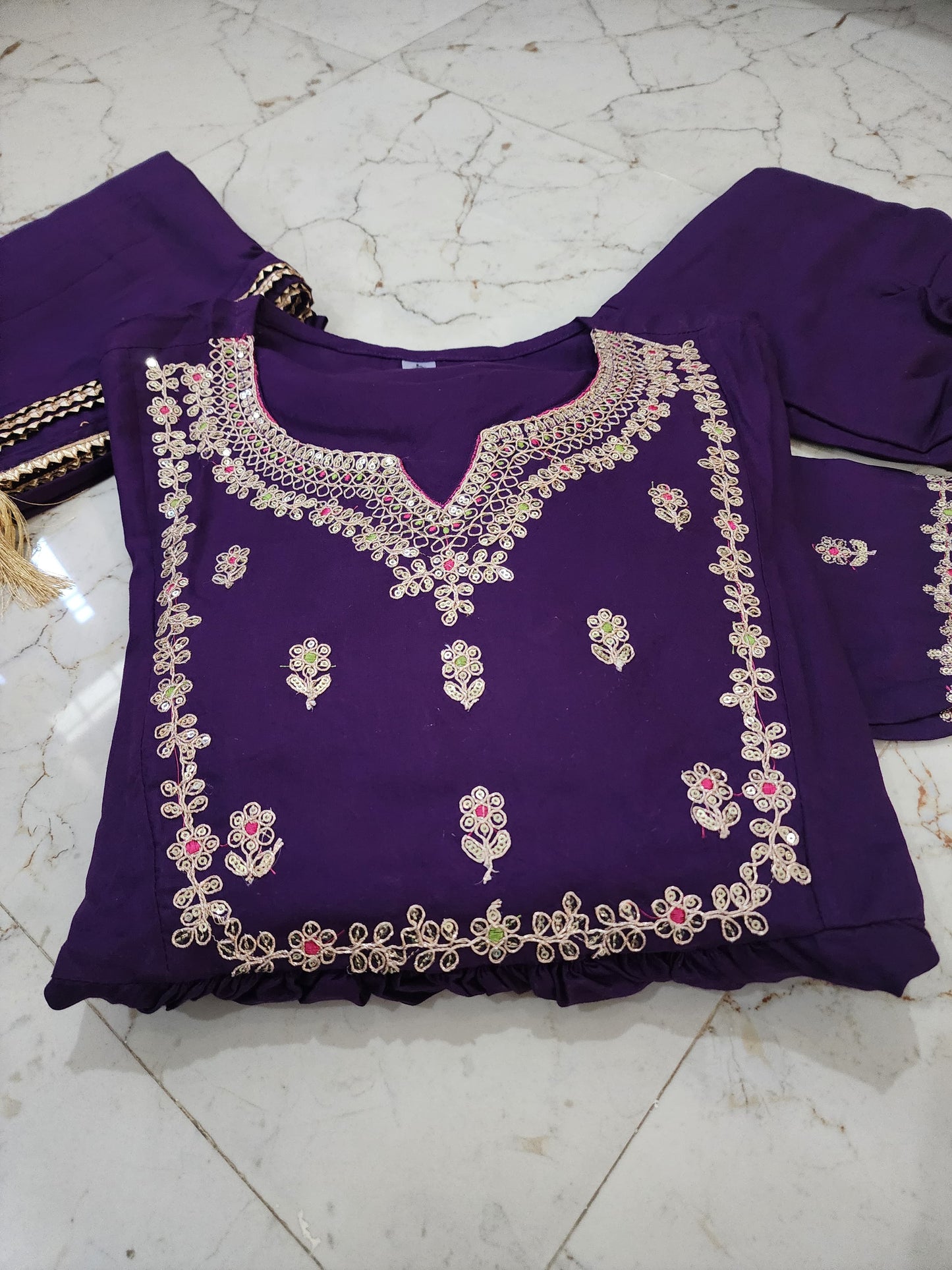 Purple Festival Rayon Kurti Set