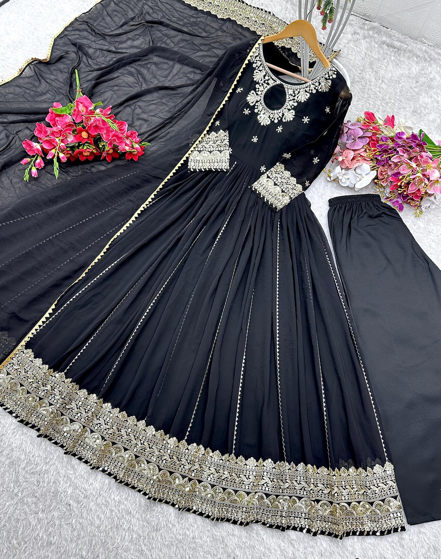 Ravishing In Black Georgette Gown