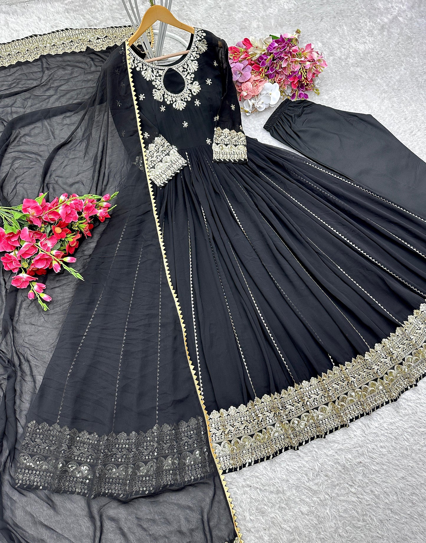 Ravishing In Black Georgette Gown