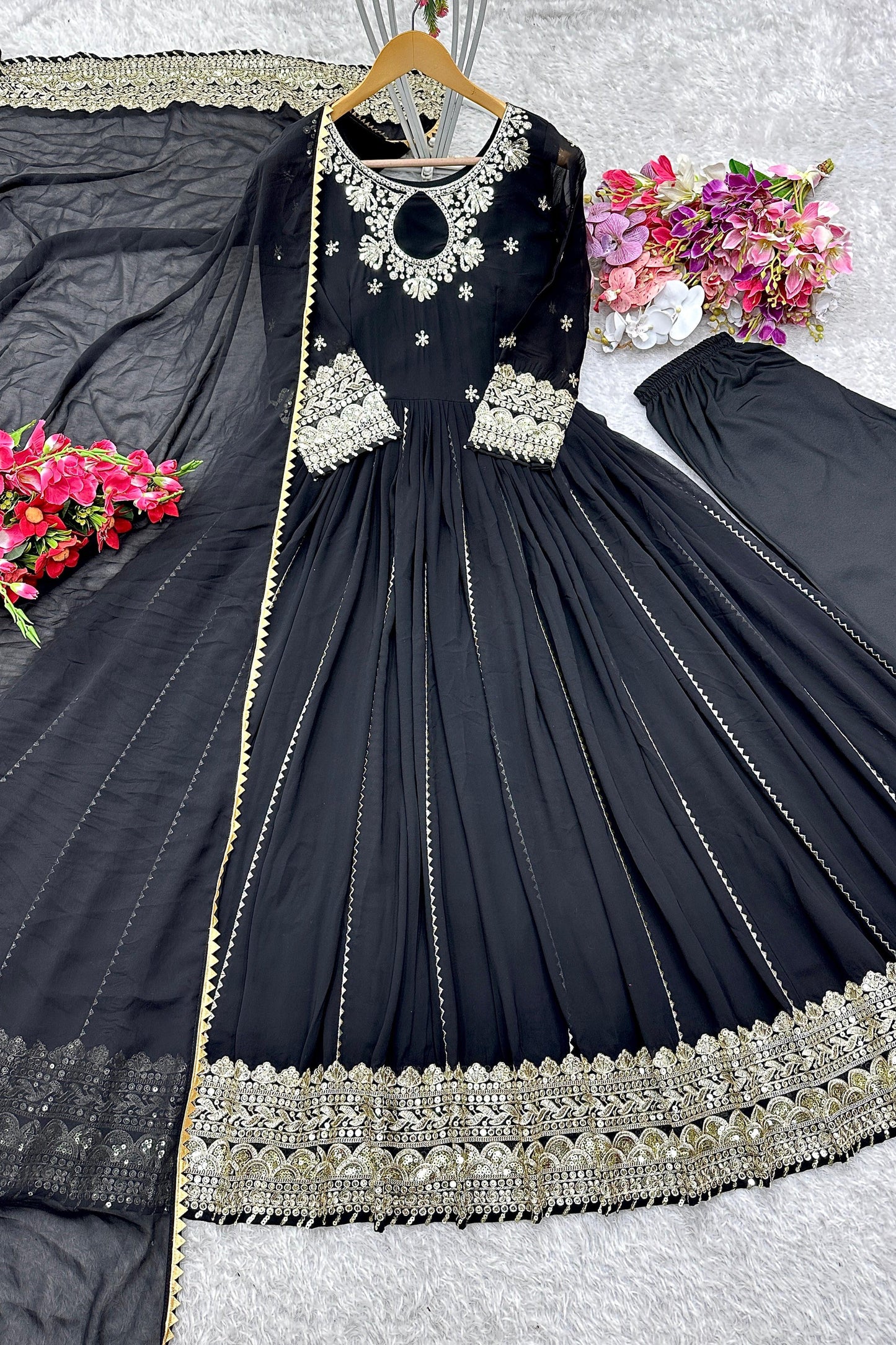 Ravishing In Black Georgette Gown