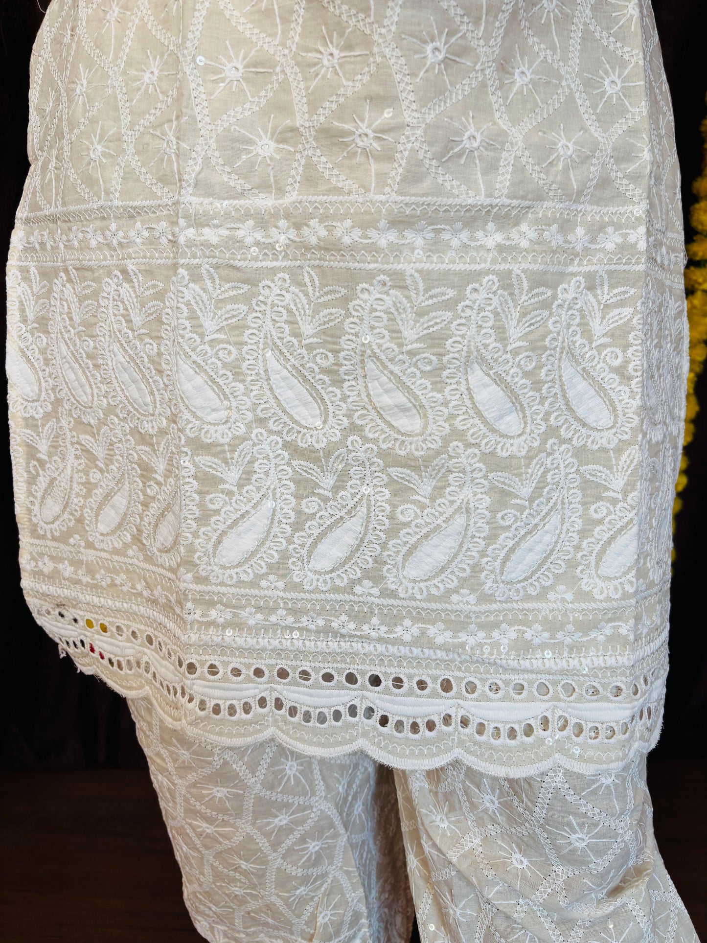 Snow white-Chikankari Kurti set