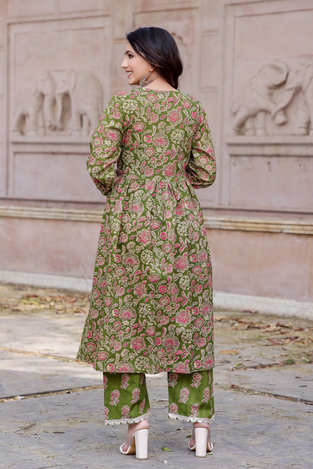 Olive Fresh Floral Kurti Set