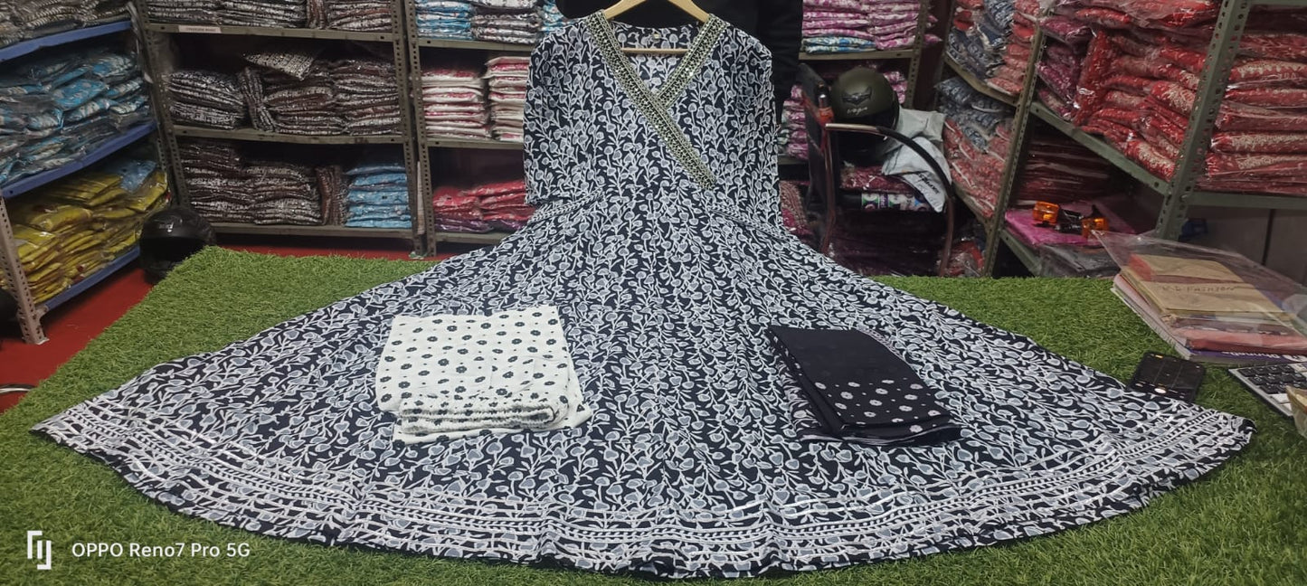 Black Anarkali Kurti Set