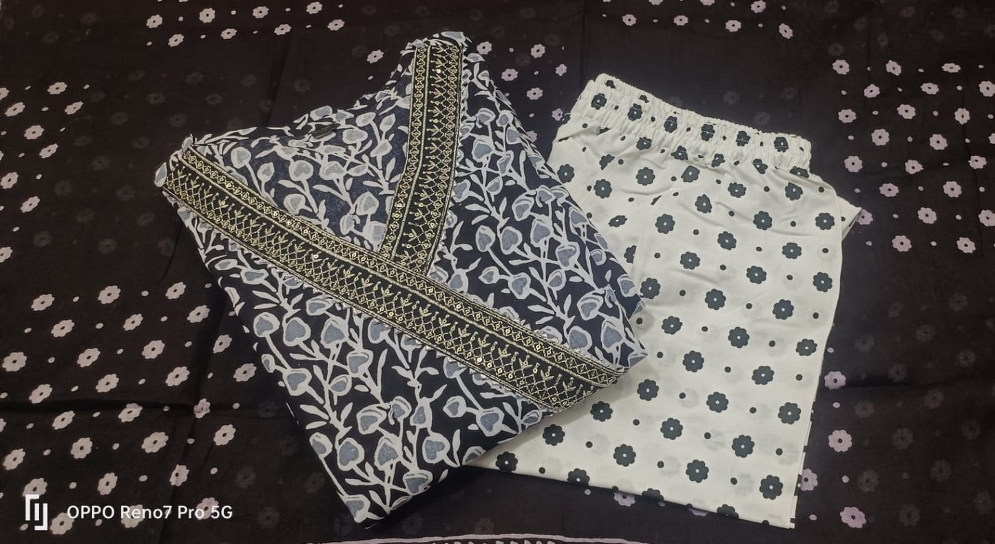Black Anarkali Kurti Set