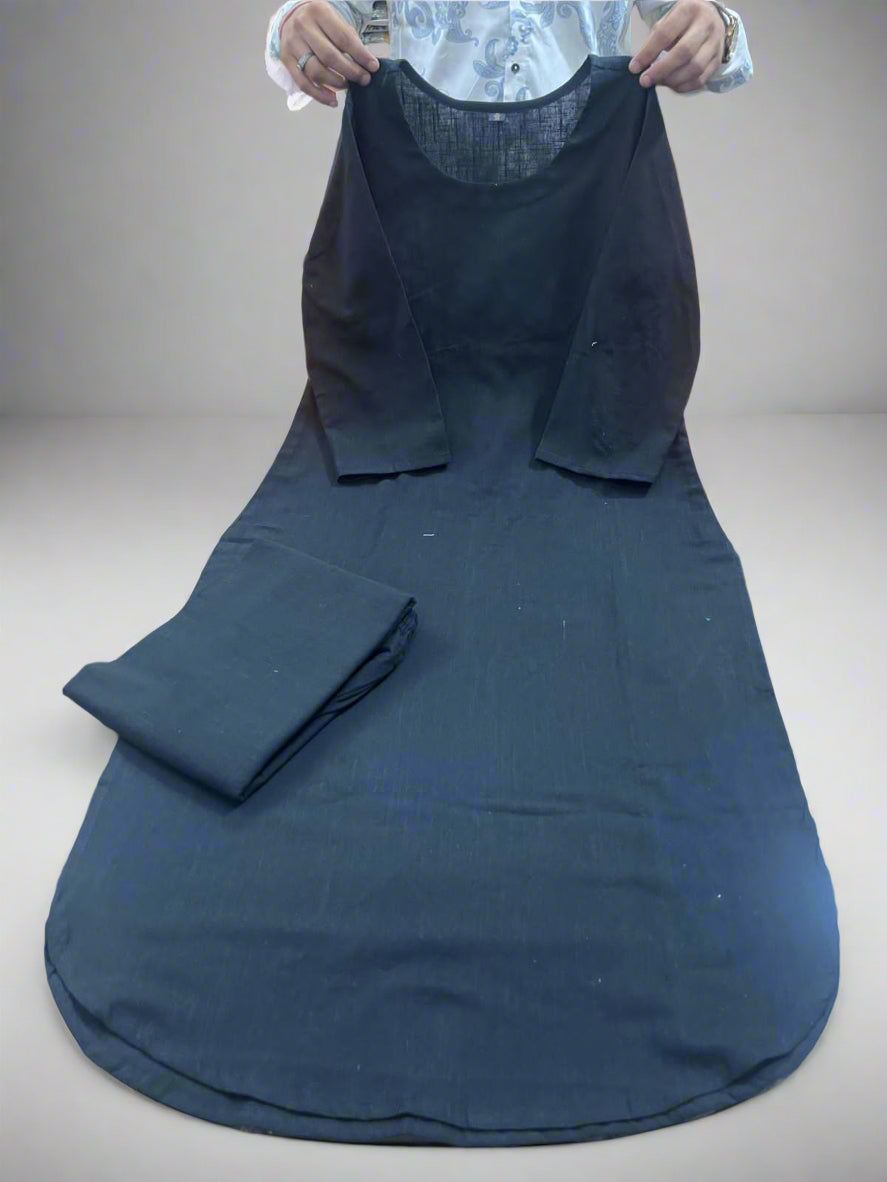 Cloud Shade Cotton Kurti Set(Black)