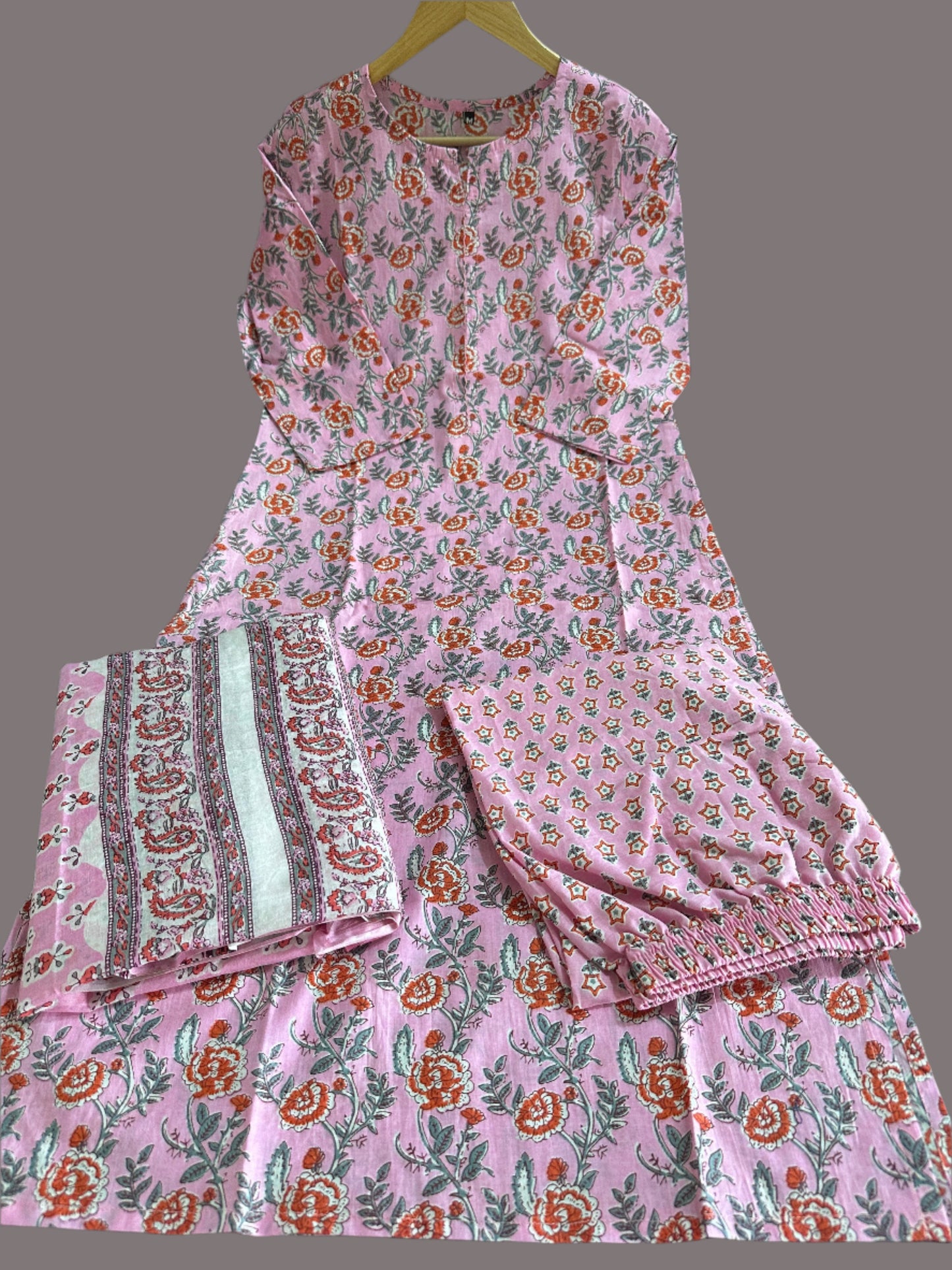 City Heart Pink Cotton Kurti Set