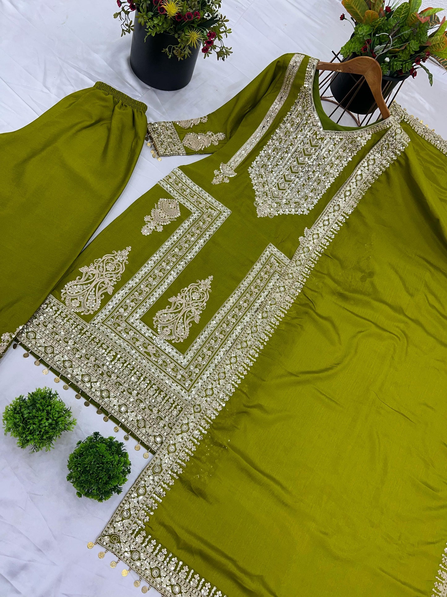 Better Together Chinnon Silk Green Kurti Set
