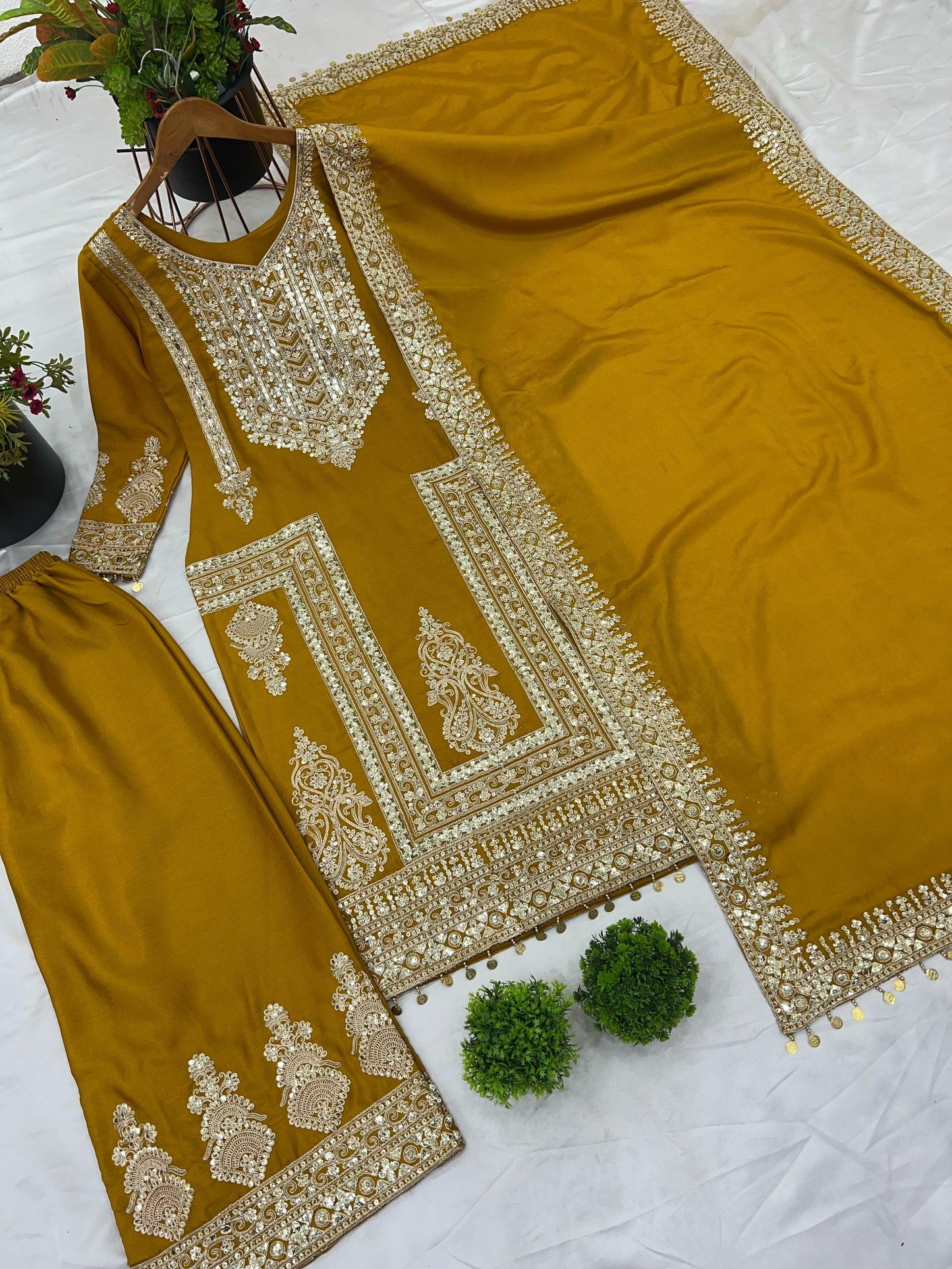 Better Together Chinnon Silk Yellow Kurti Set