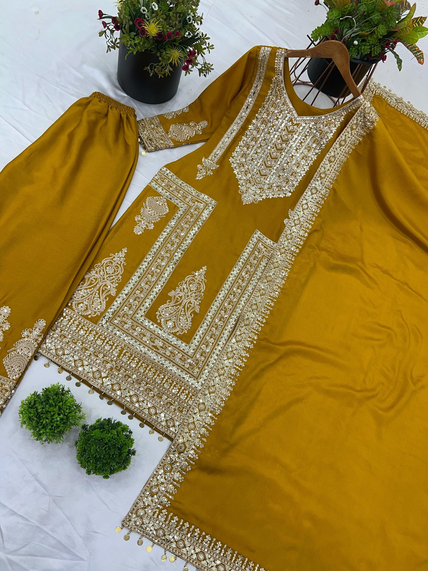 Better Together Chinnon Silk Yellow Kurti Set
