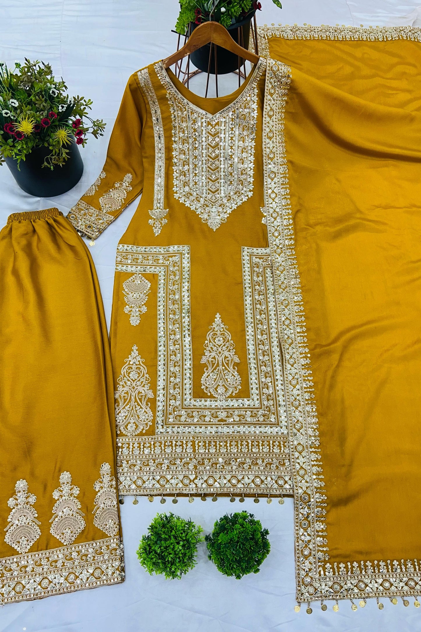 Better Together Chinnon Silk Yellow Kurti Set