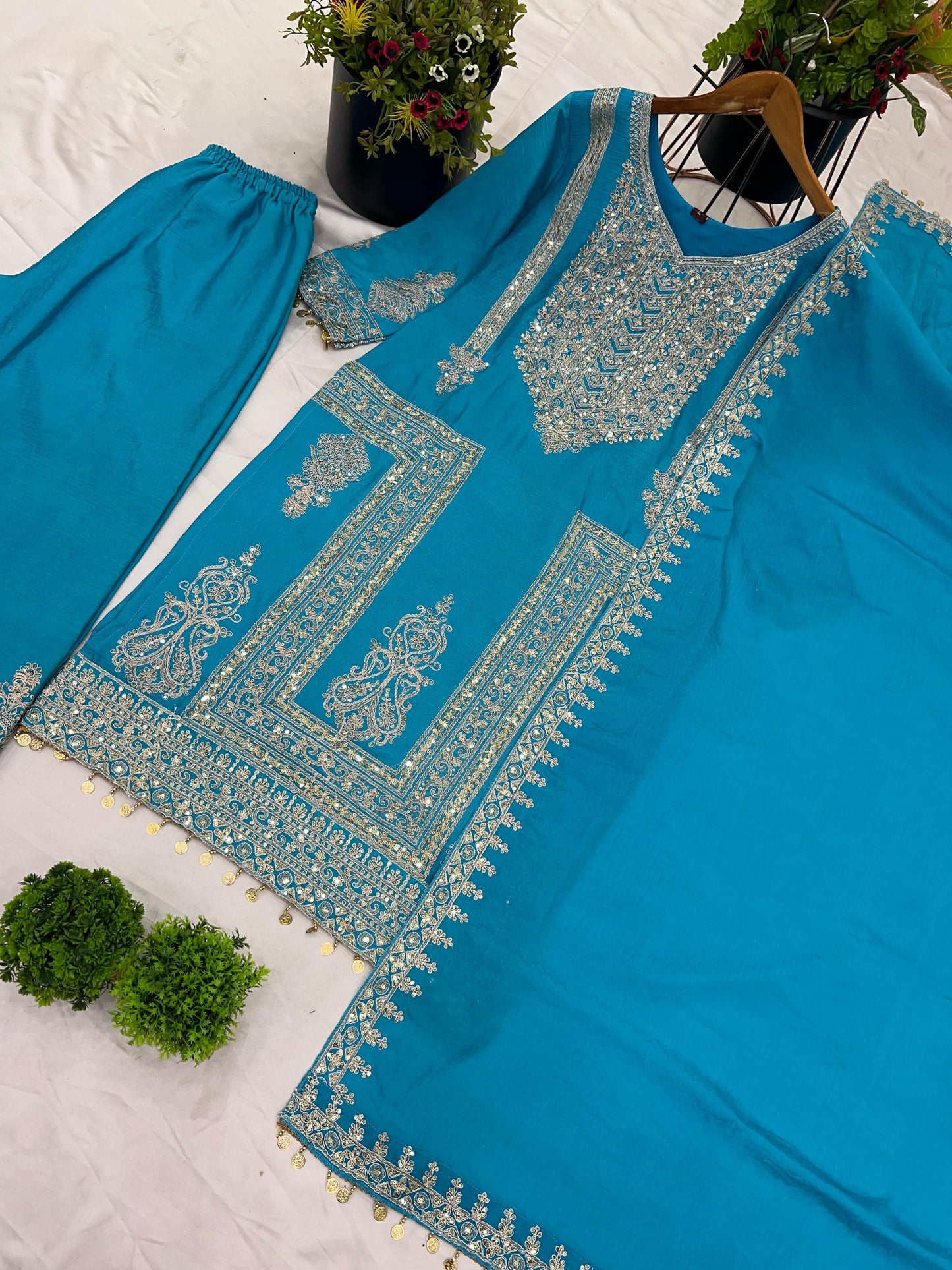Better Together Chinnon Silk Blue Kurti Set