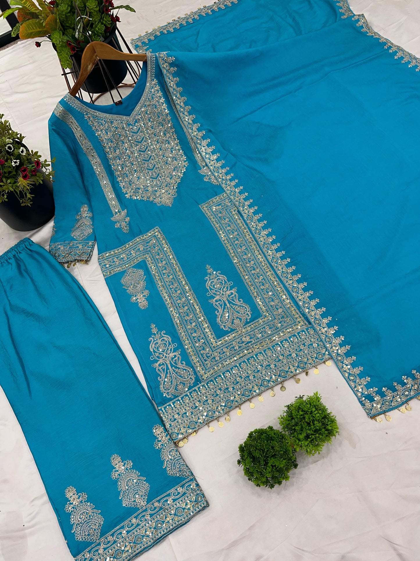 Better Together Chinnon Silk Blue Kurti Set