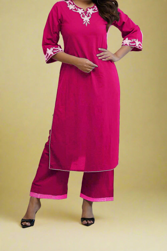 Orchard's Beauty Pink Rayon Kurti Set