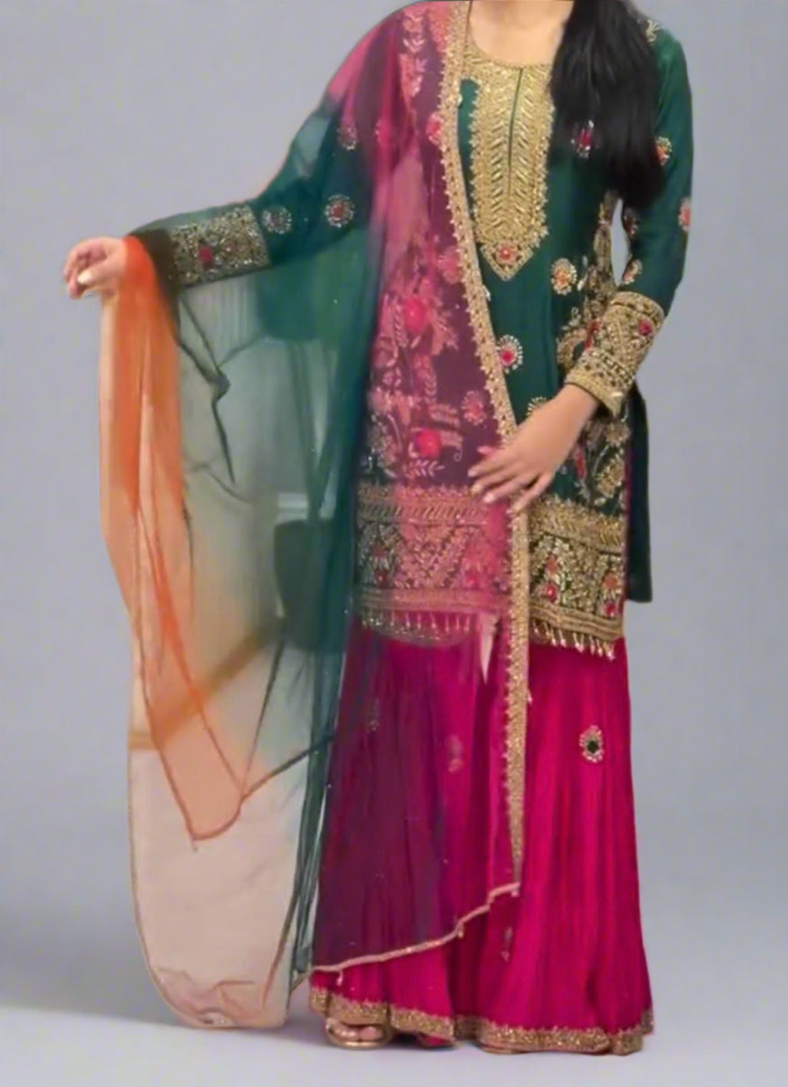 Forever Dazzling Fancy Silk Sharara Set