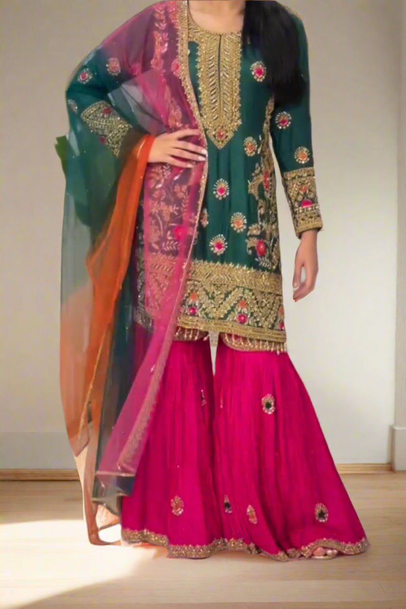 Forever Dazzling Fancy Silk Sharara Set
