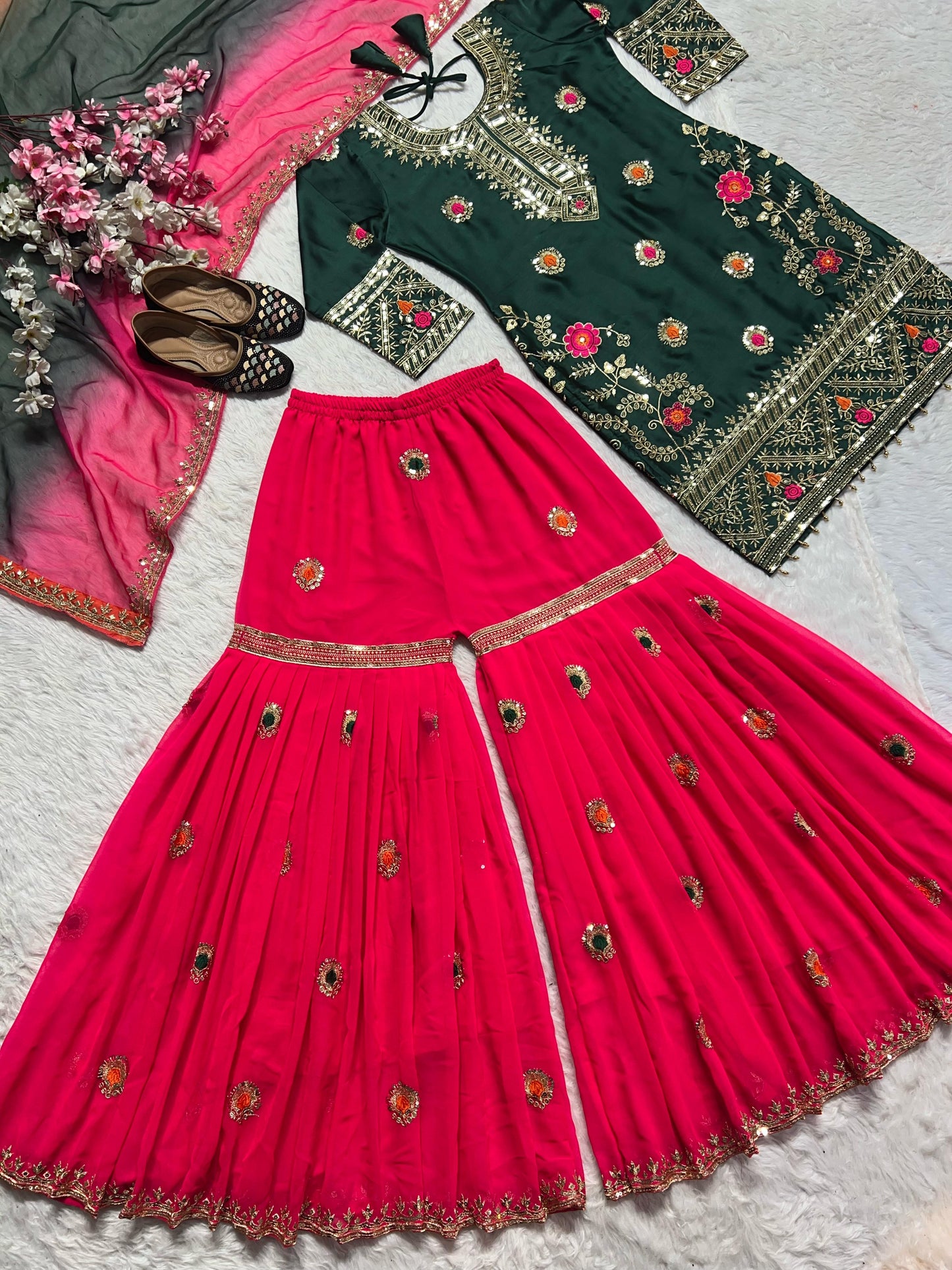 Forever Dazzling Fancy Silk Sharara Set