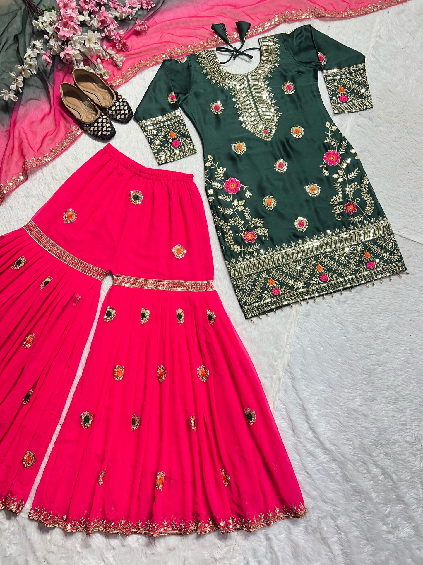 Forever Dazzling Fancy Silk Sharara Set