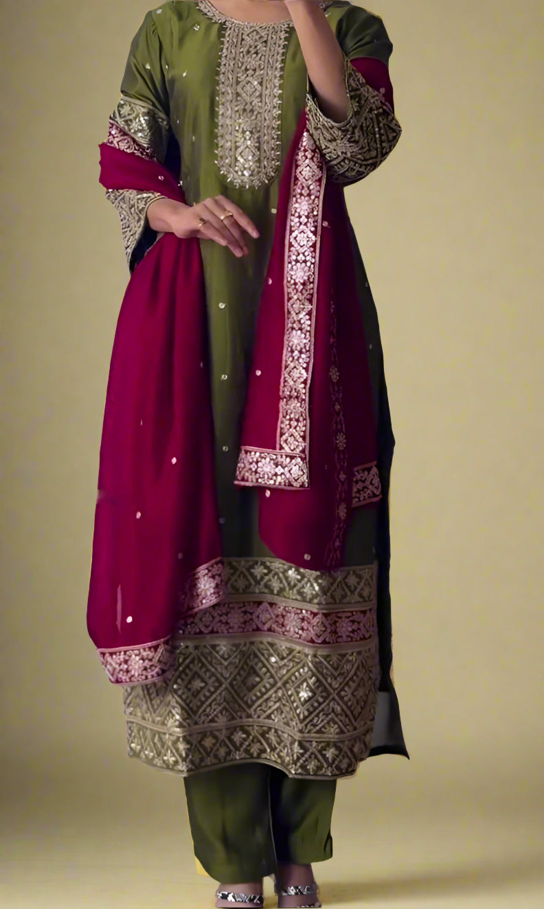 Unmatched Shines Fancy Silk Kurti Set