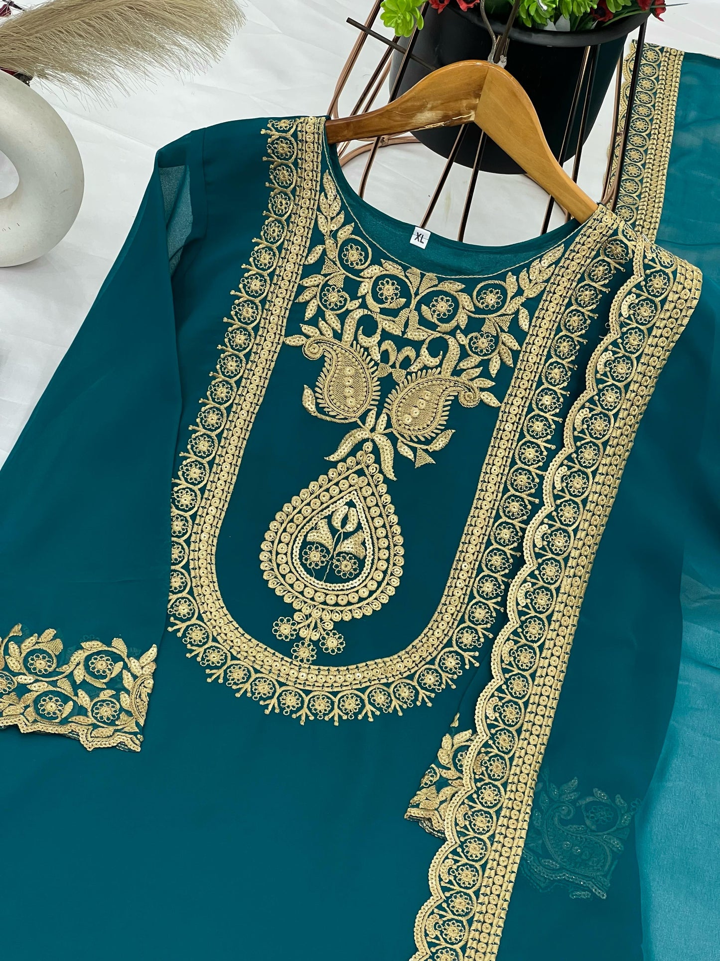 Heart Of Royalty Blue Georgette Kurti Set