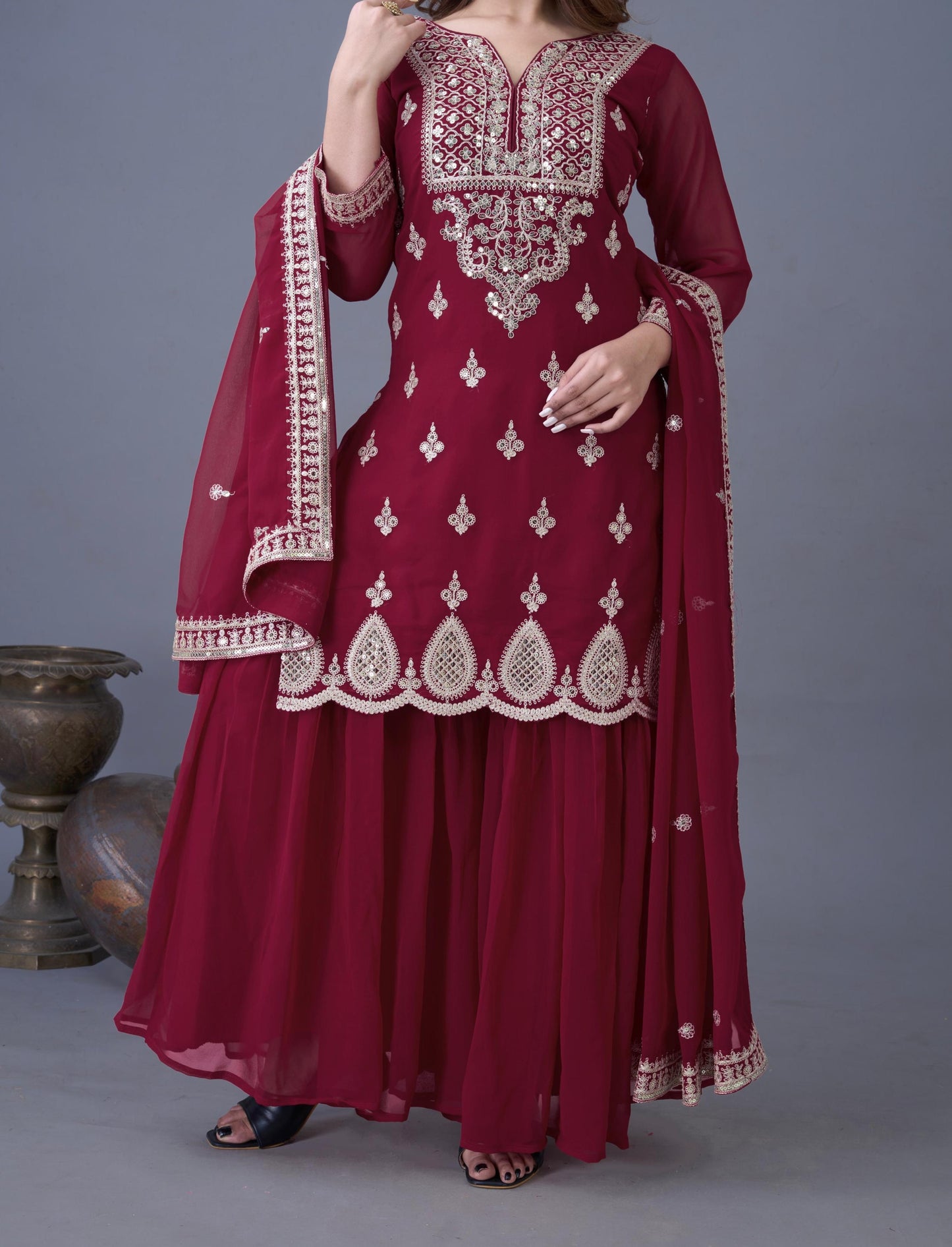 Sparking Elegance Georgette Sharara Set
