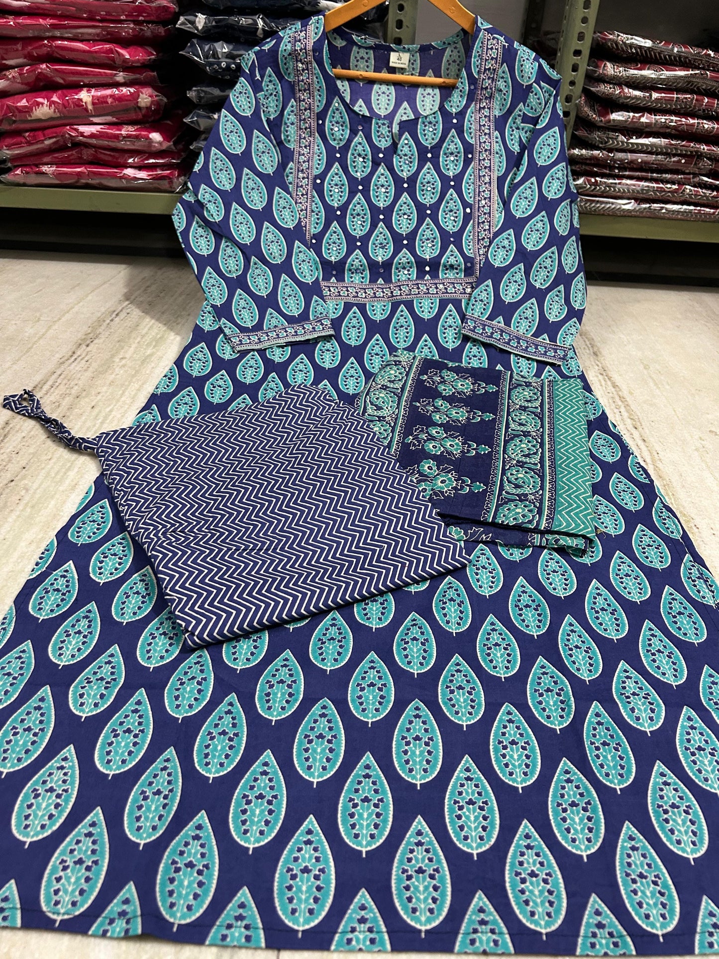 Ajrakh Print Cotton Kurti Set