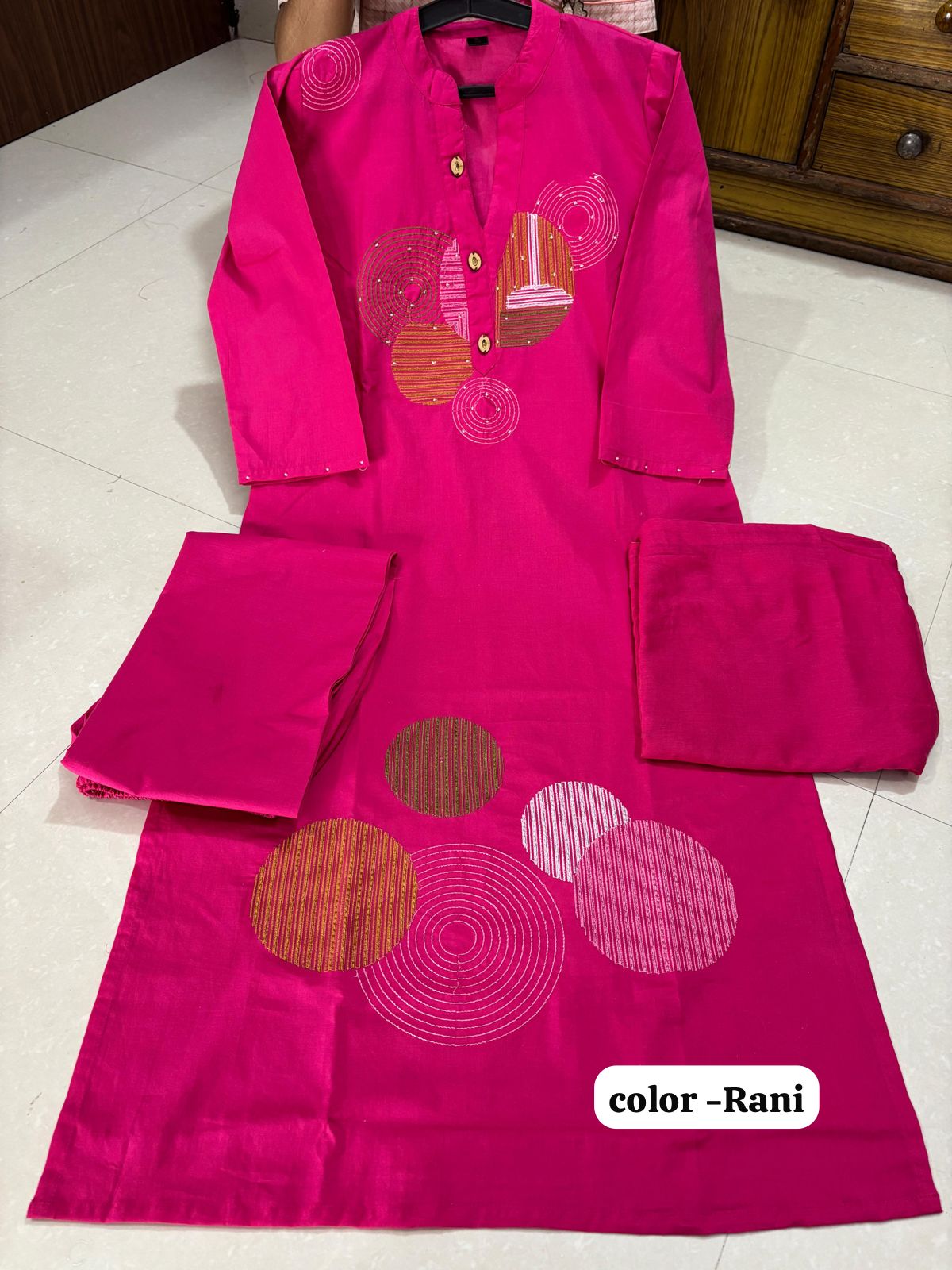 June's Script Pink Cotton Kurti Set