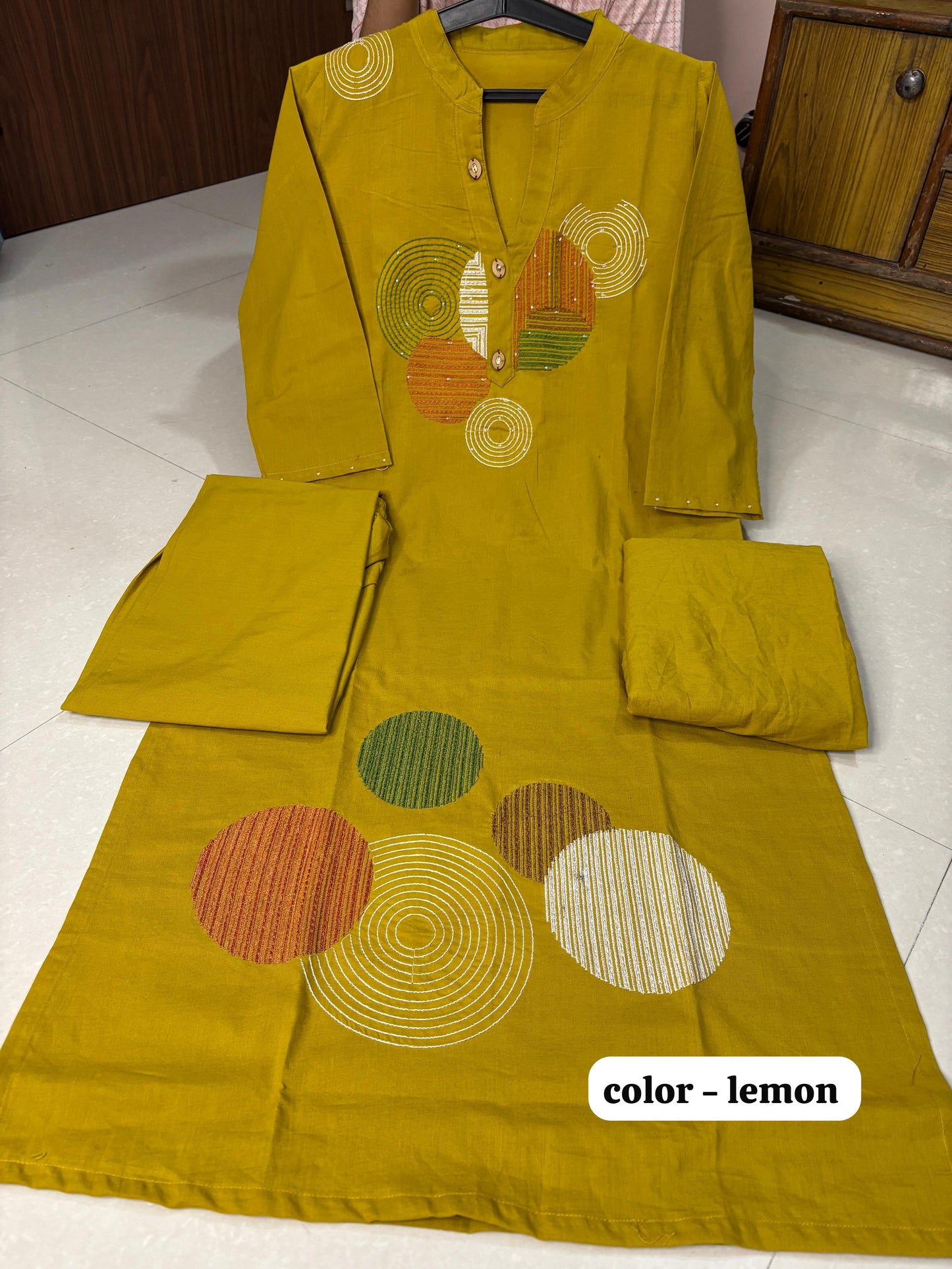 June's Script Cotton Kurti Set