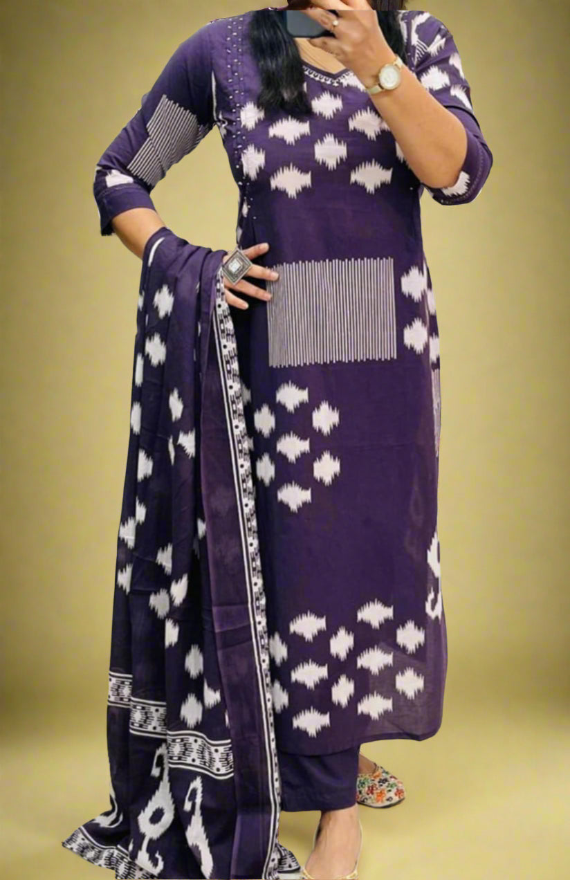 Cloudy Days Cotton kurti Set