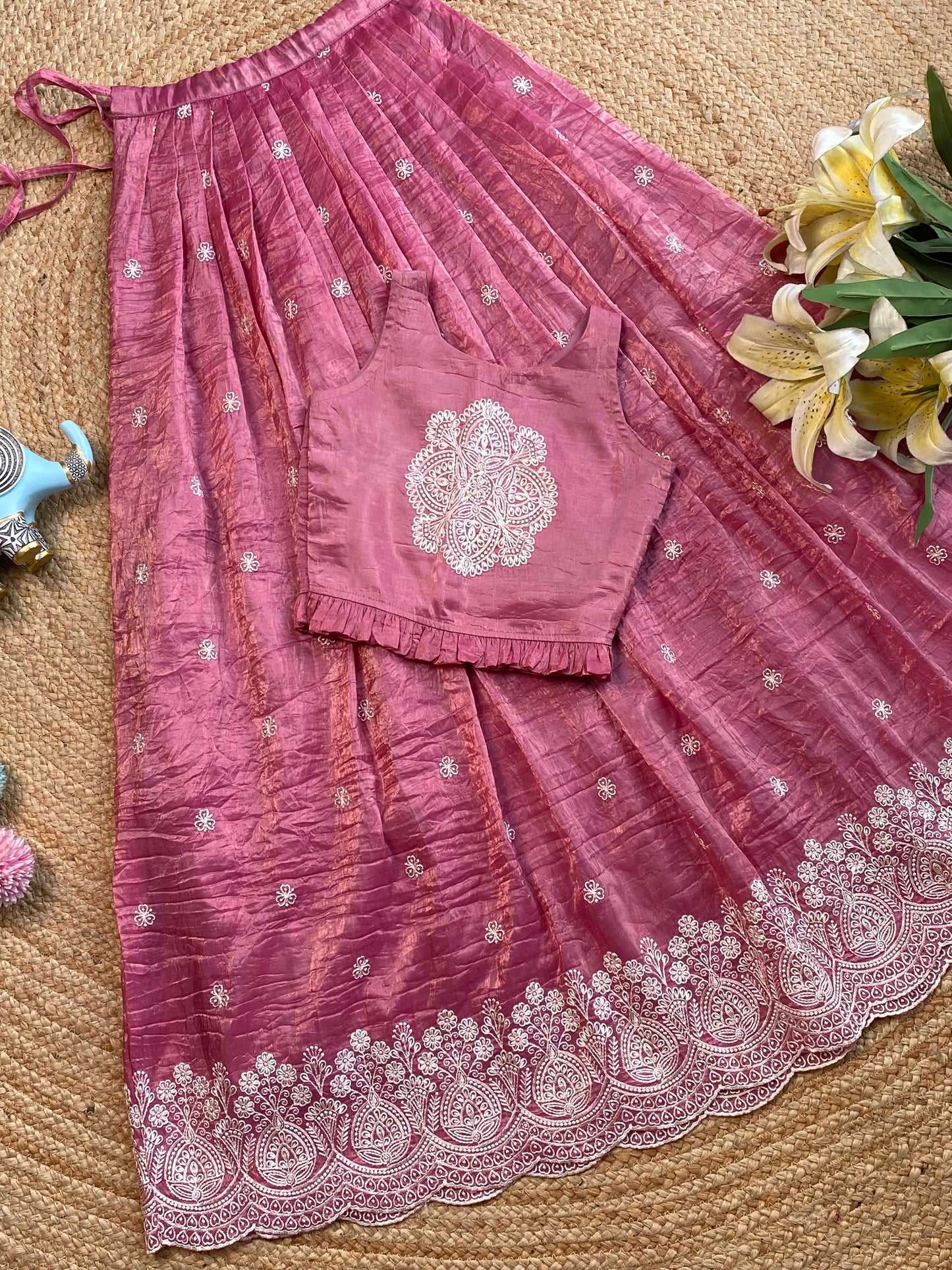 Trendy Crush Silk Skirt And Top Set