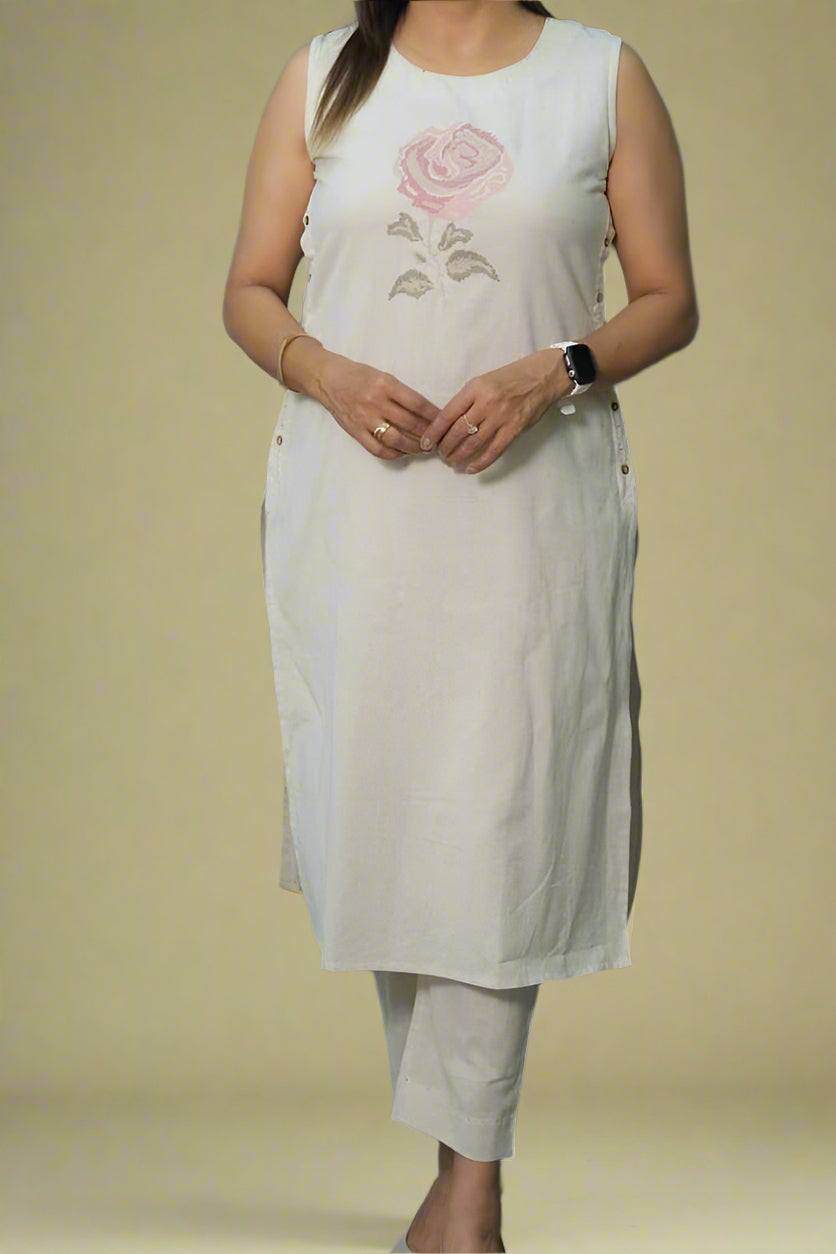 Twill & Thread Cotton Kurti Set