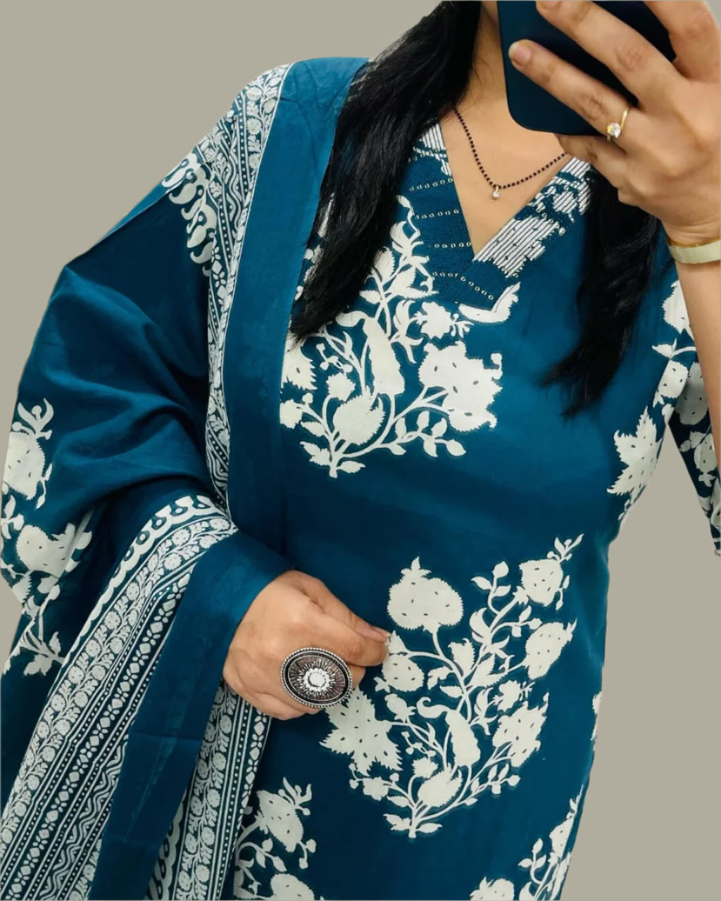 Shy Summer Cotton Kurti Set