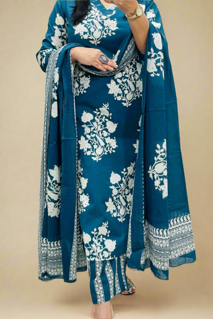 Shy Summer Cotton Kurti Set