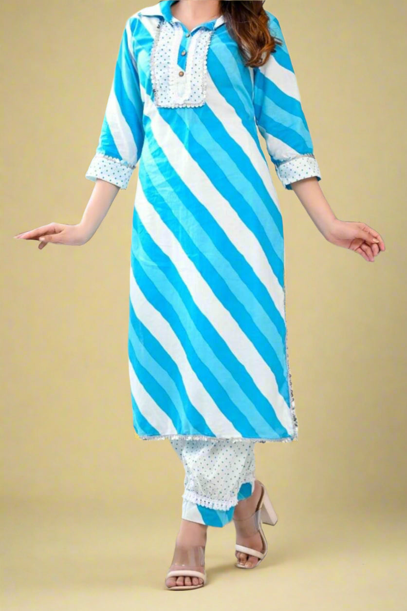 Leheriya Special Cotton Kurti Set