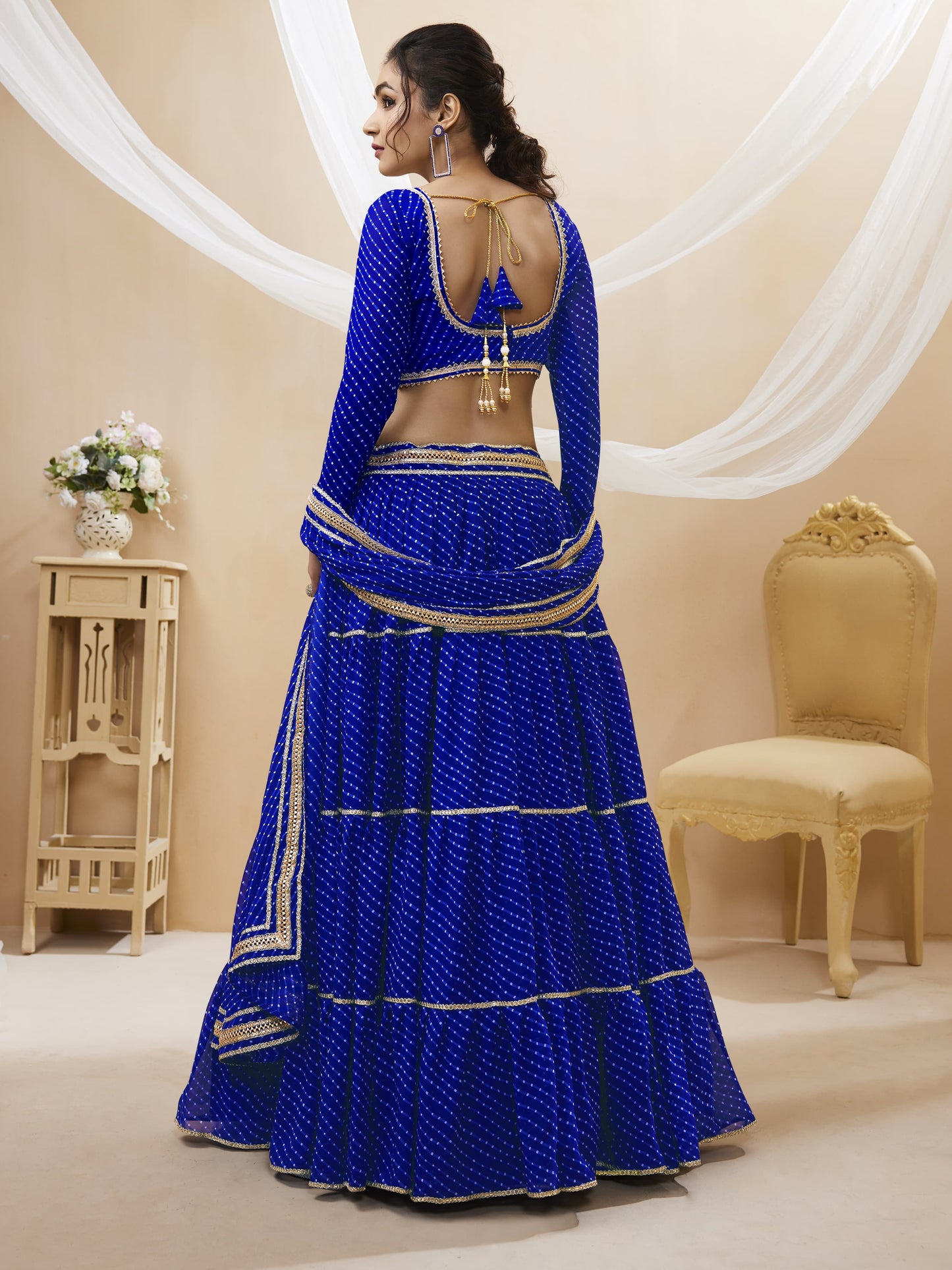 Neelapani Leheriya Georgette Lehenga