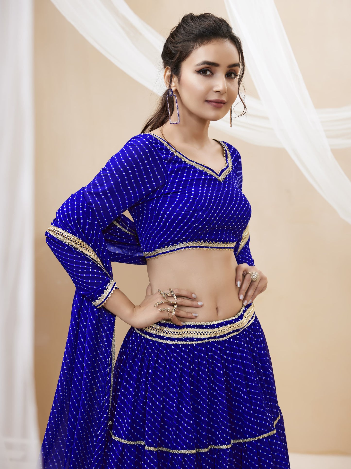 Neelapani Leheriya Georgette Lehenga