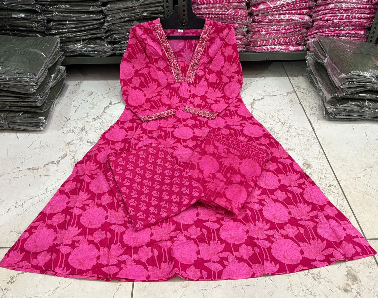 Tarangi Pink Cotton Kurti Set