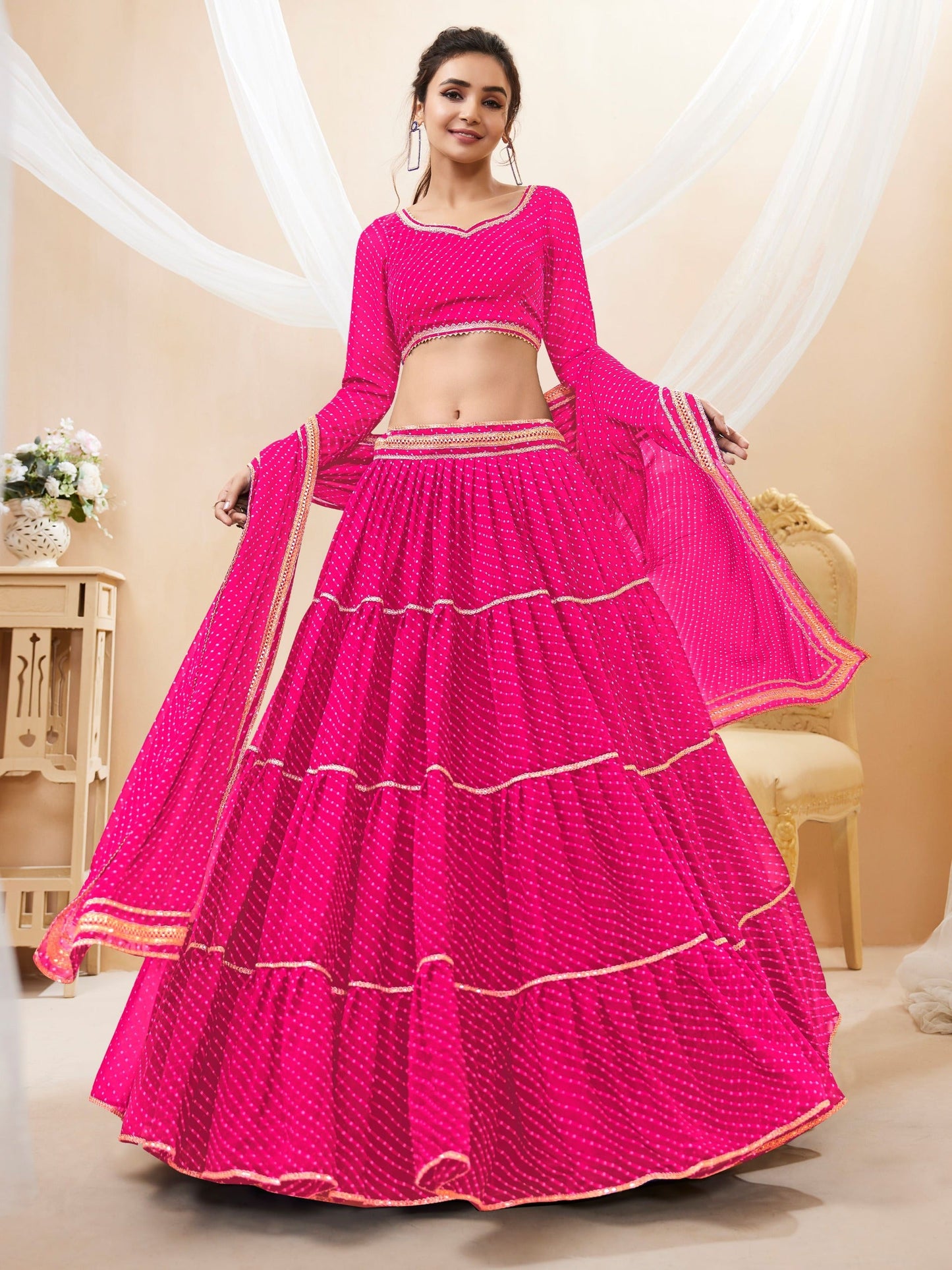 Neelapani Leheriya Georgette Lehenga