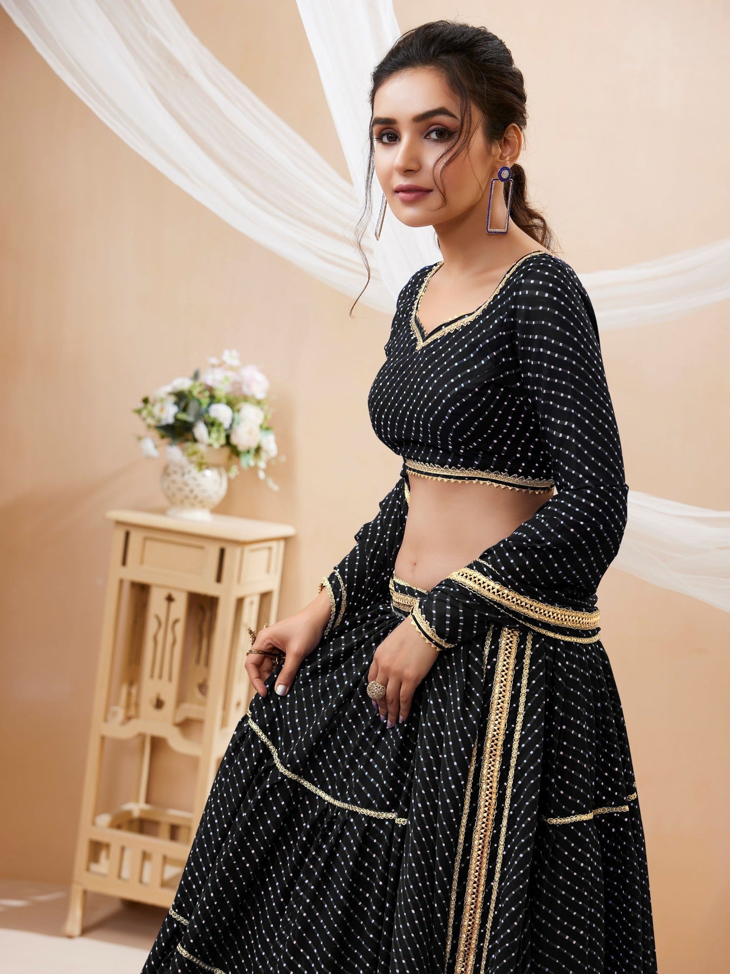 Neelapani Leheriya Georgette Lehenga