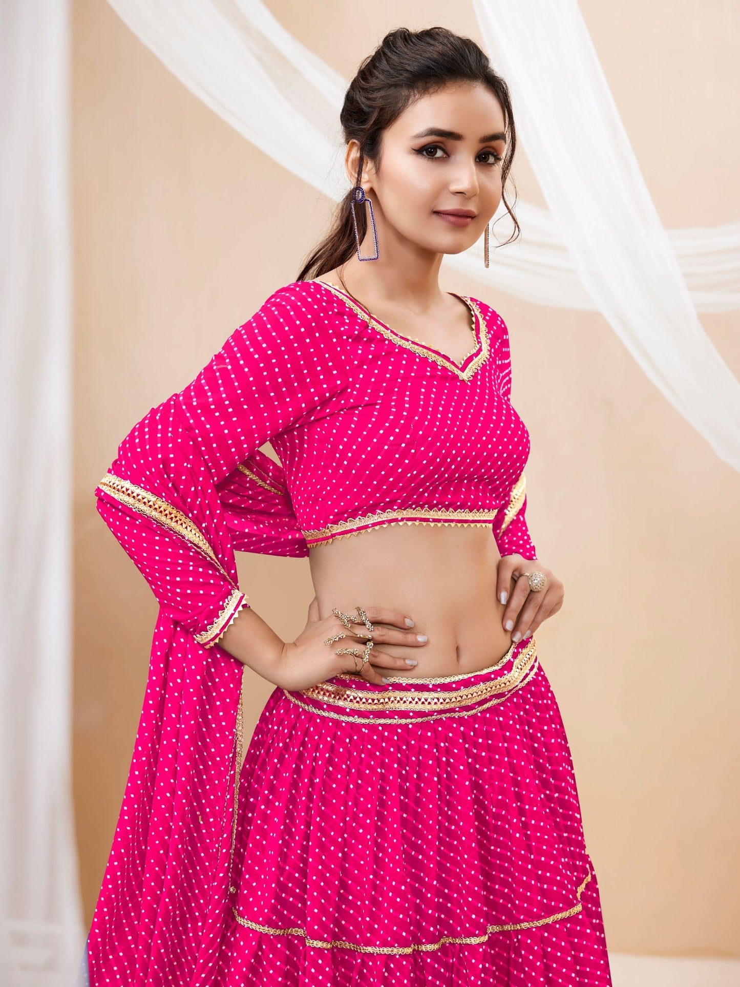 Neelapani Leheriya Georgette Lehenga