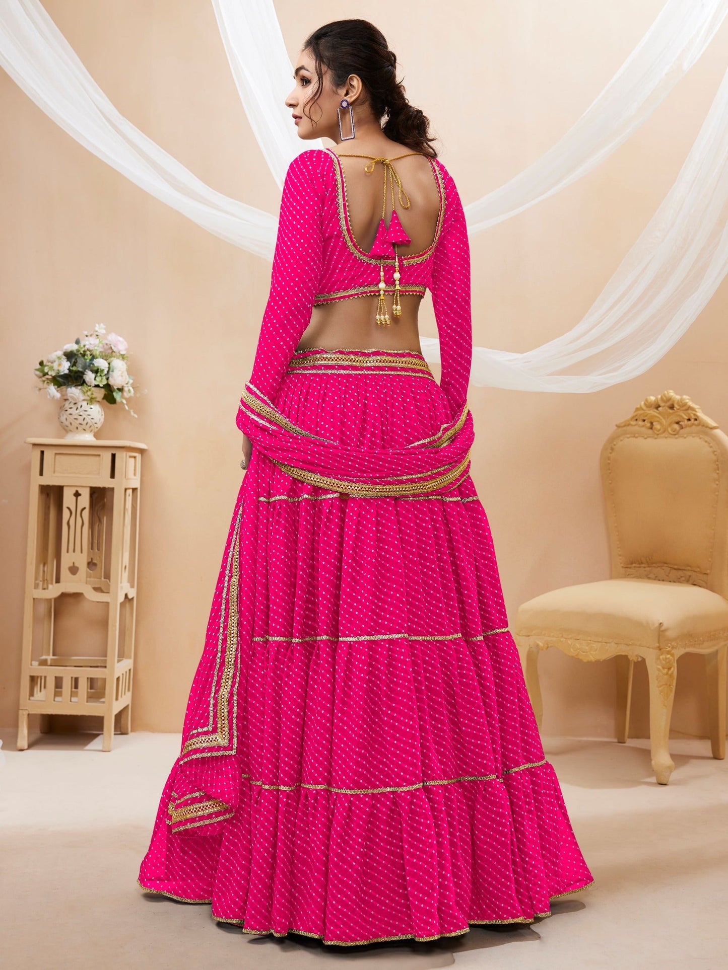 Neelapani Leheriya Georgette Lehenga