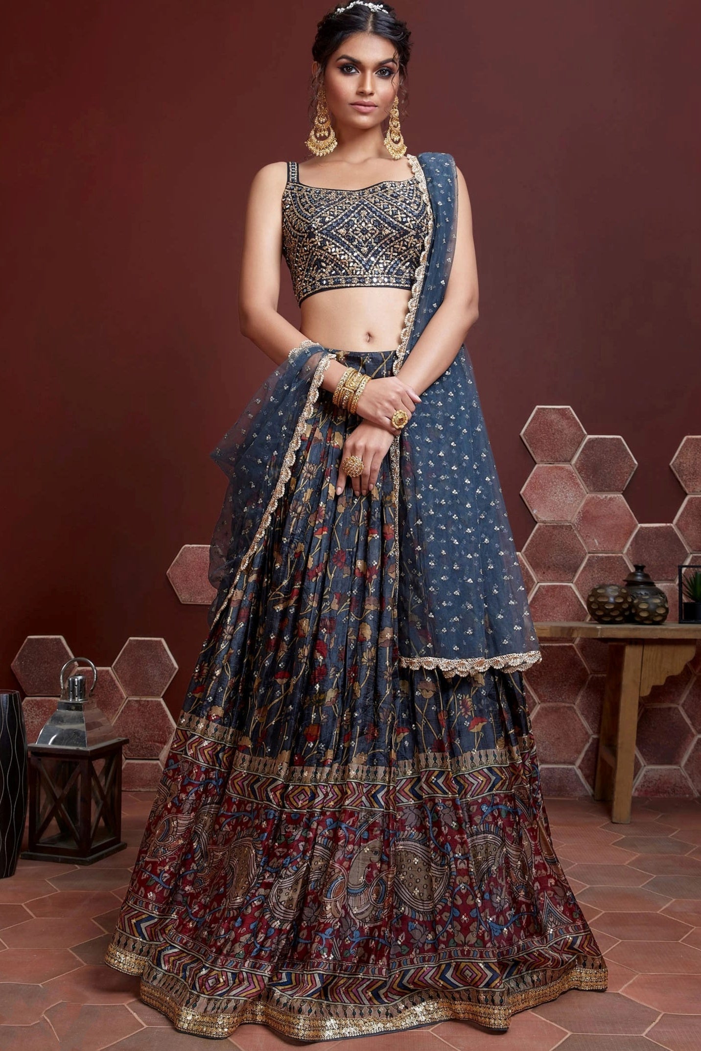 Rajkumari Radiance Chinnon Silk Lehenga