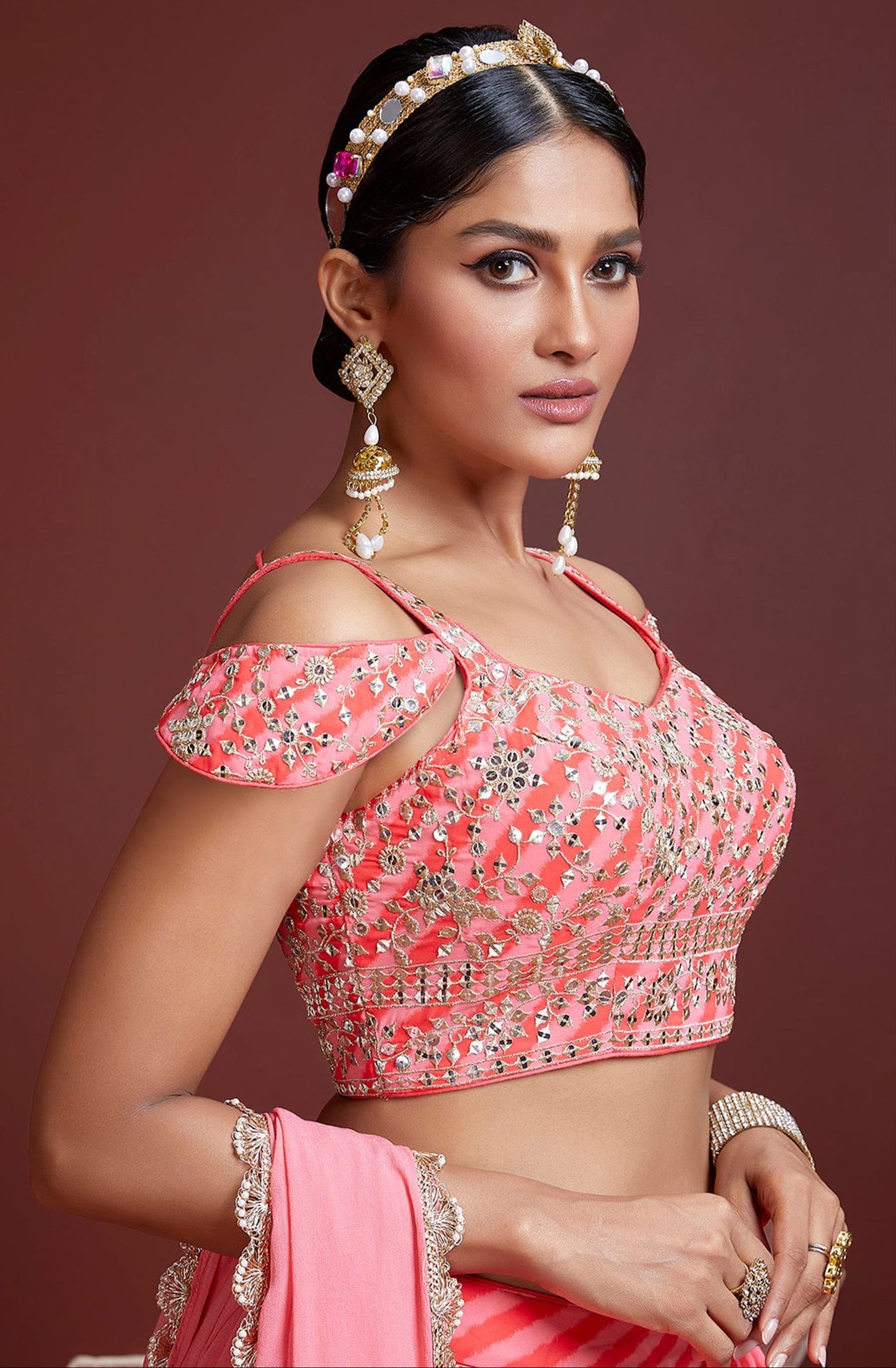 Starlight Symphony Leheriya Design Organza Lehenga