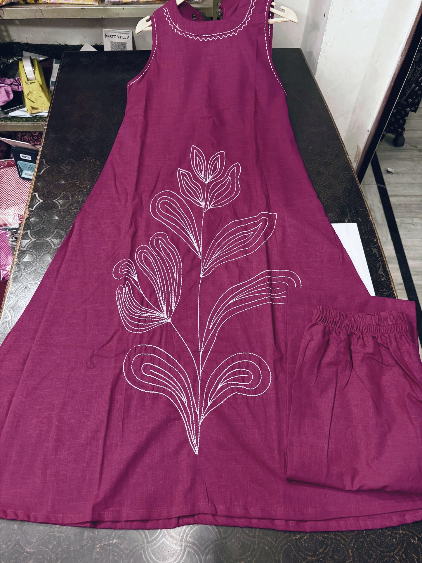 Sweet Flower Cotton Kurti Set