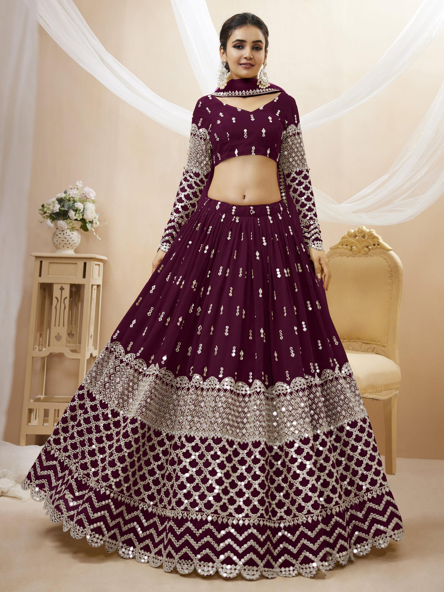 Peaceful Light Georgette Lehenga
