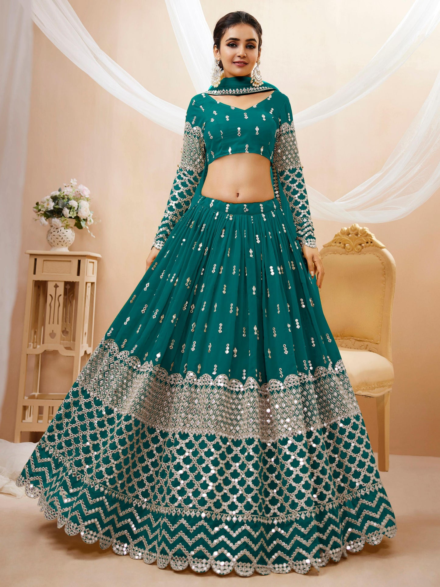 Peaceful Light Georgette Lehenga