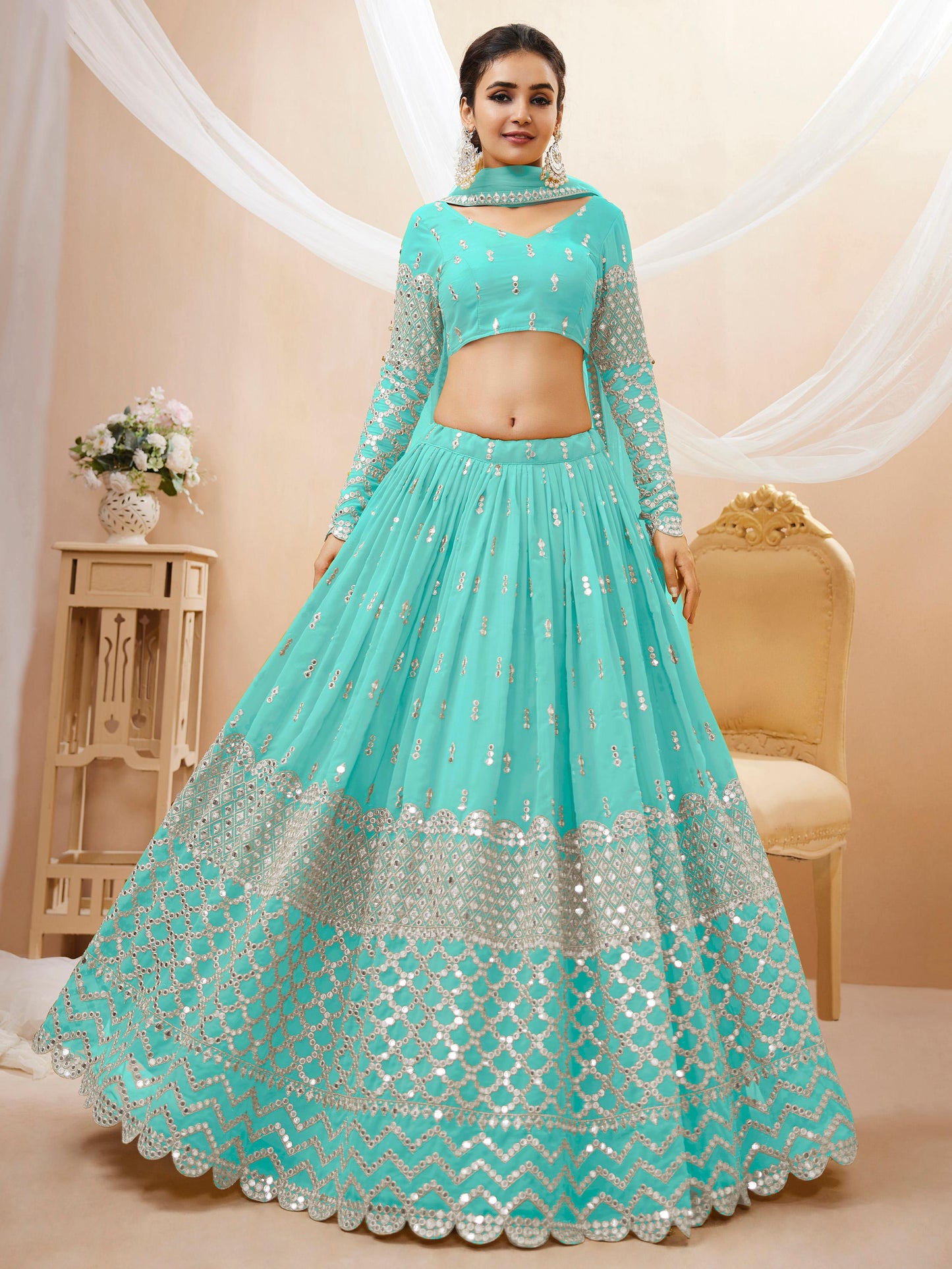 Peaceful Light Georgette Lehenga