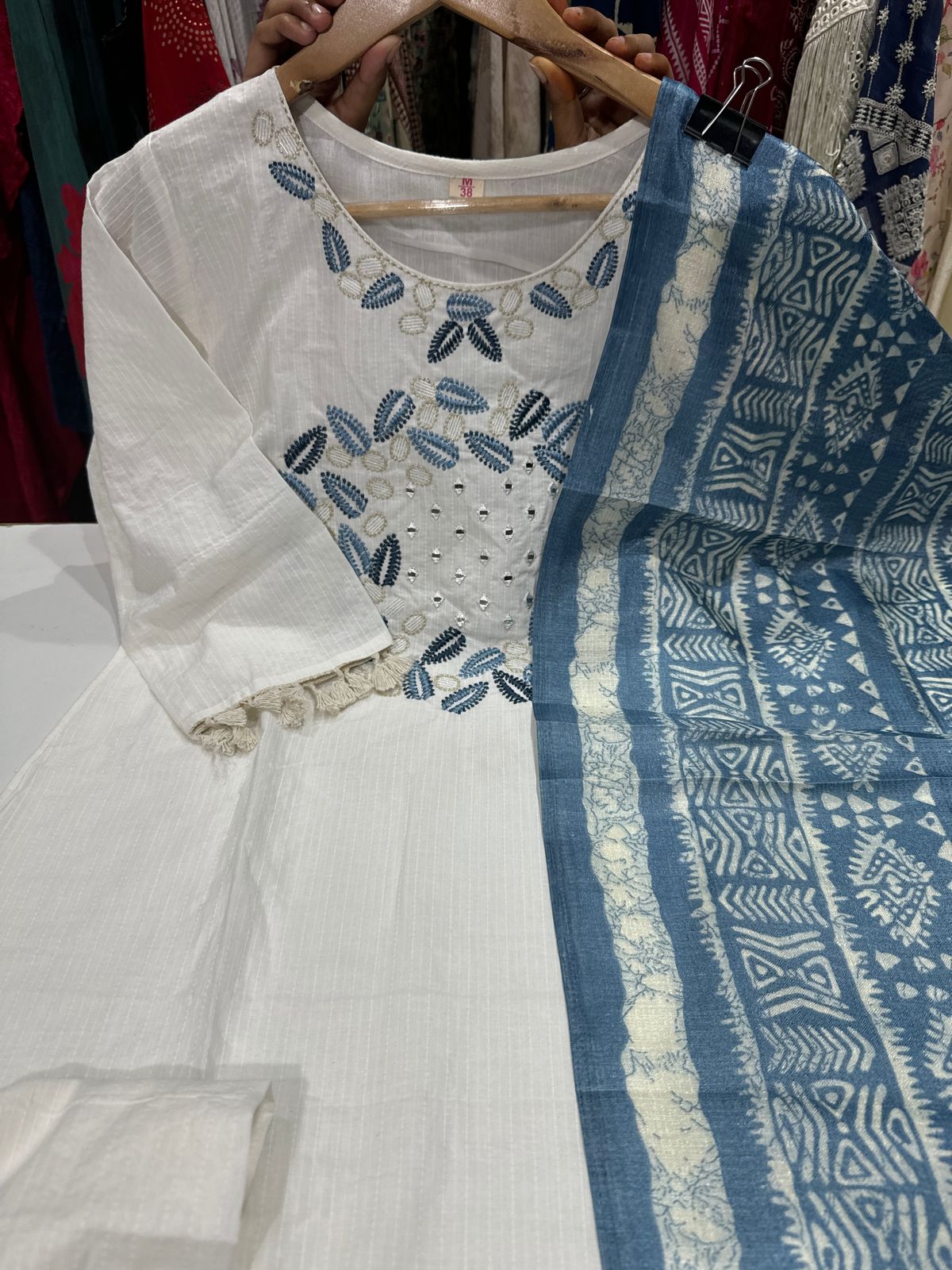 New White Hills Cotton Kurti Set