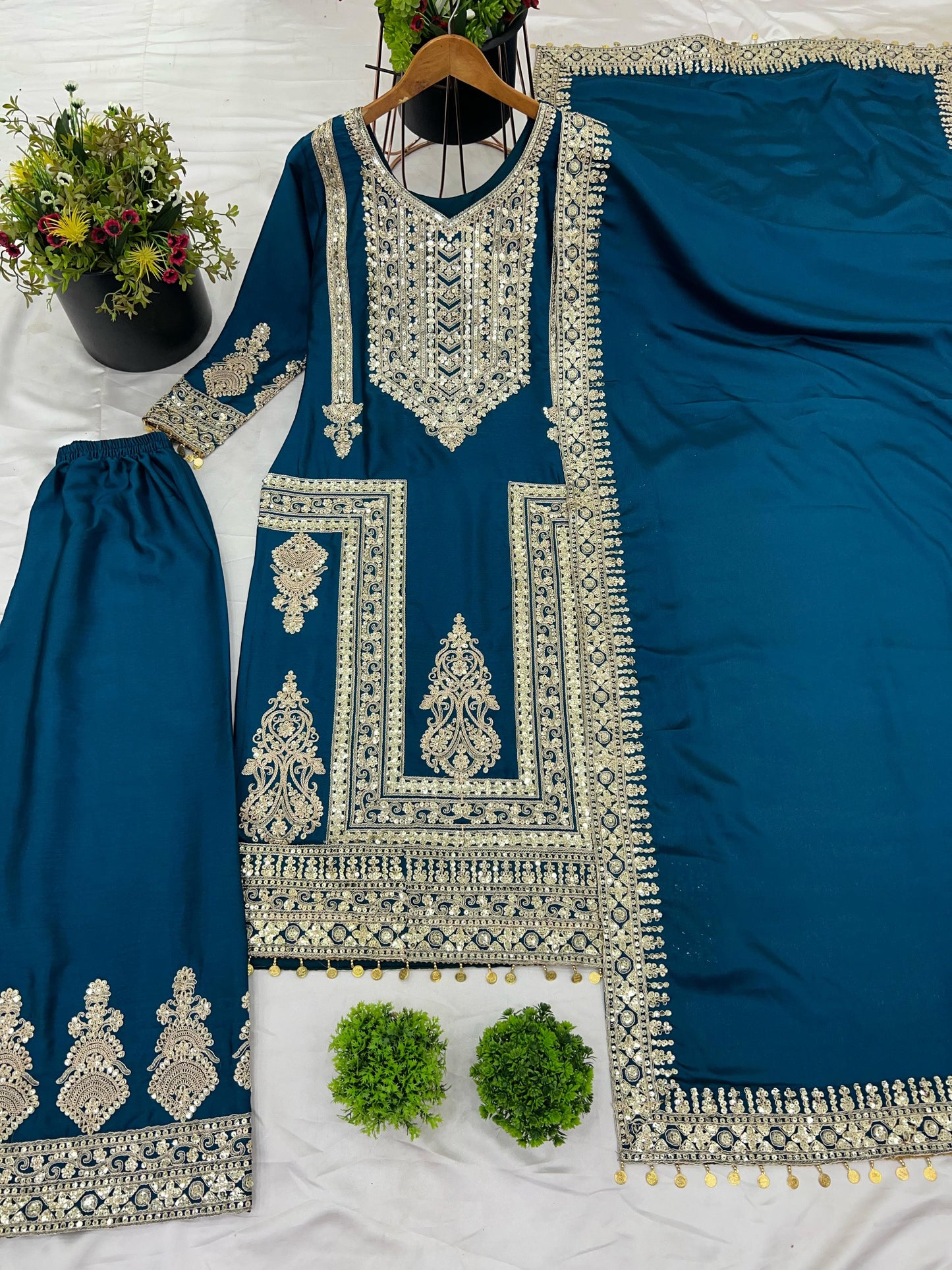 Better Together Chinnon Silk Blue Kurti Set
